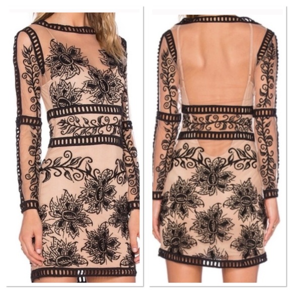 For Love and Lemons Desert Nights Bodycon Dress (Nude Slip Not Included) Sz XS - Picture 1 of 6